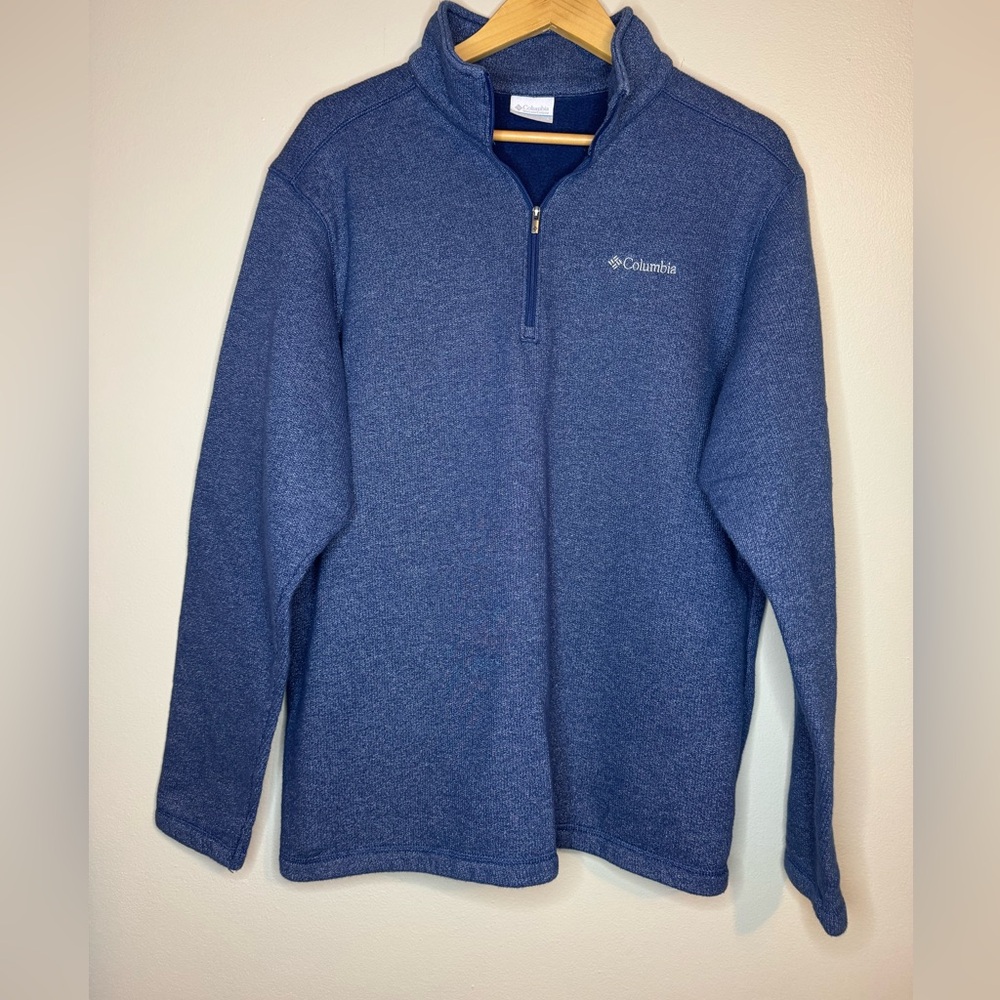 Columbia Blue Quarter Zip Fleece Pullover Size L